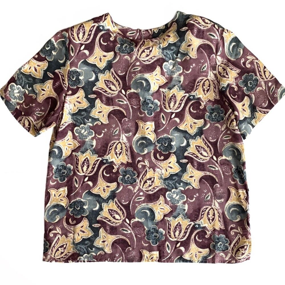Vintage ‘90s Casual Corner Annex Petite Silk Floral Paisley Top Size PS
